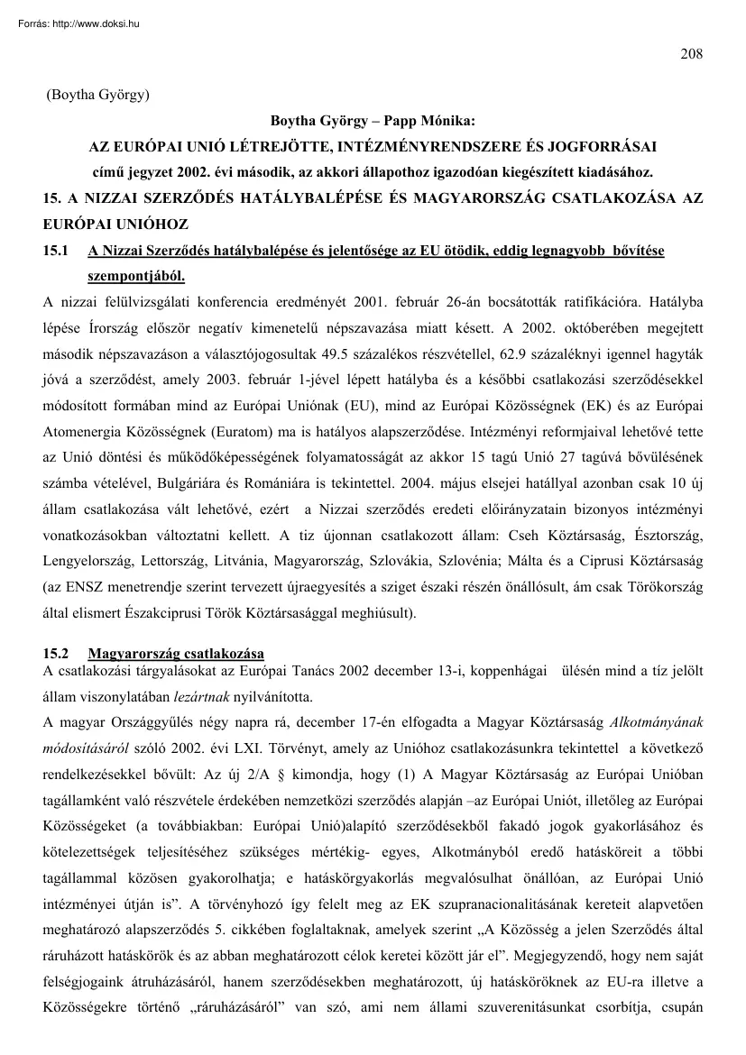 Boytha György - Az Európai Unió létrejötte, intézményrendszere és jogforrásai