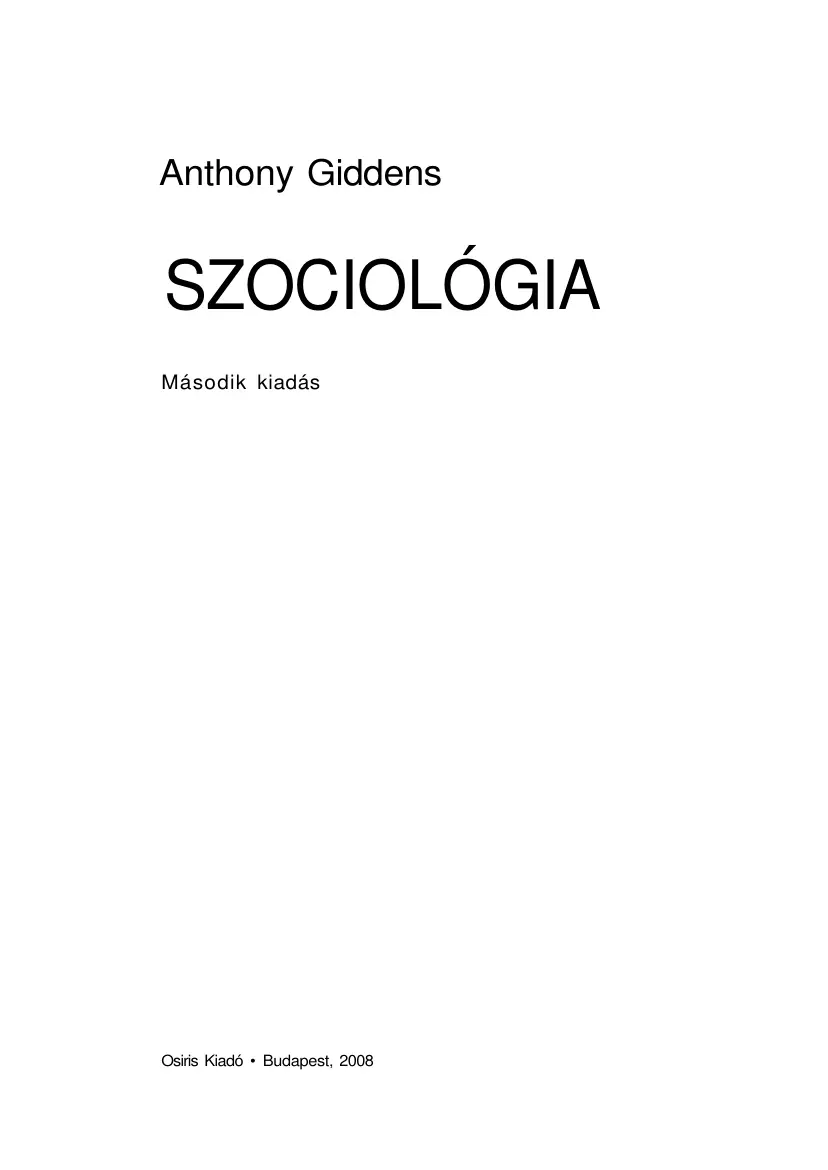 Anthony Giddens - Szociológia