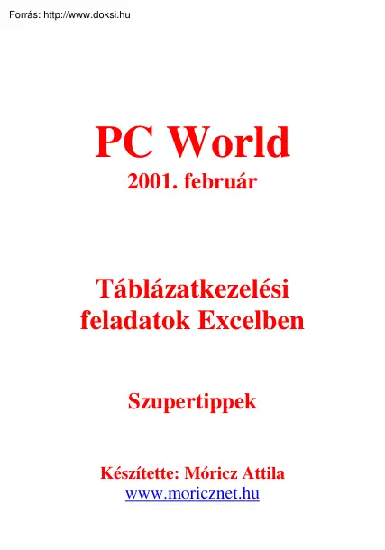 Móricz Attila - Táblázatkezelési feladatok Excelben
