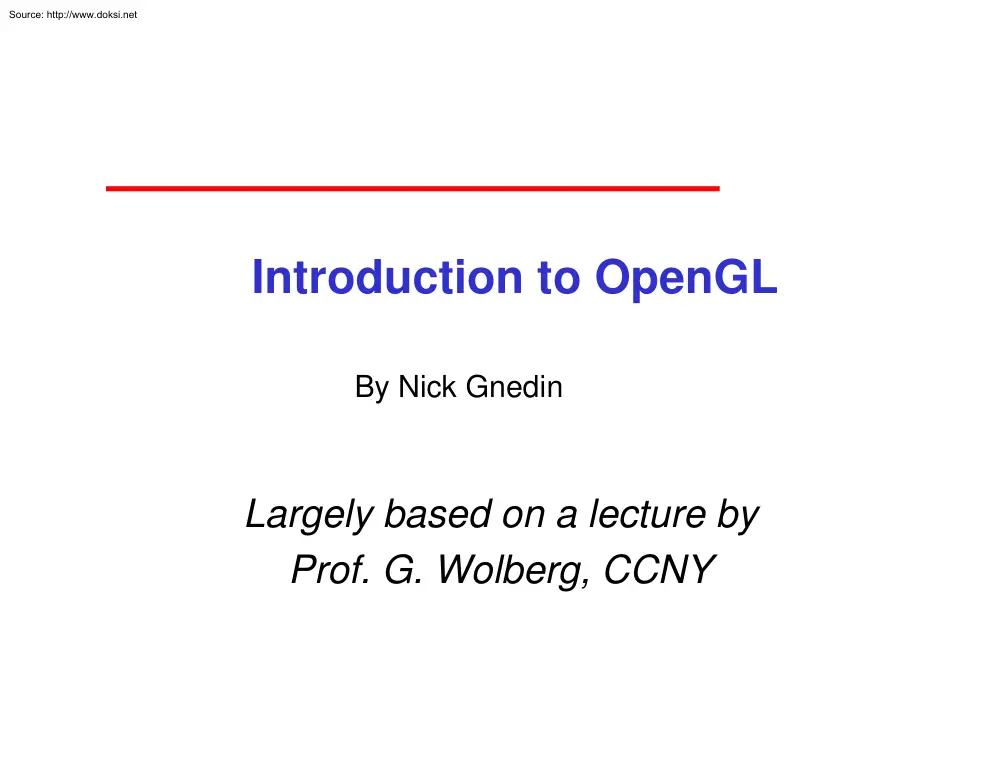 Nick Gnedin - Introduction to OpenGL