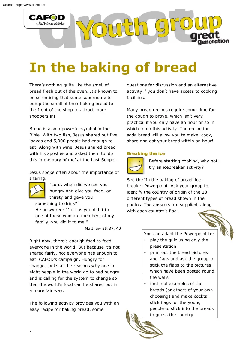 Baking of Bread