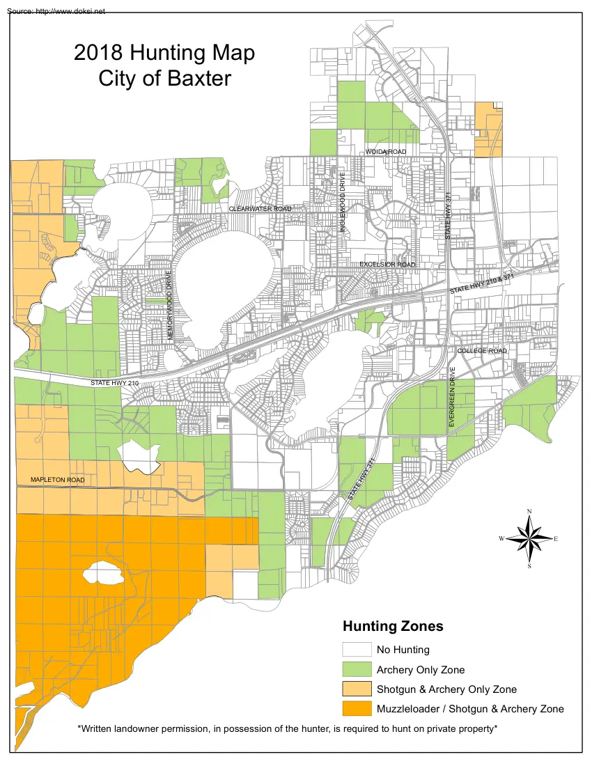 2018 Hunting Map, City of Baxter