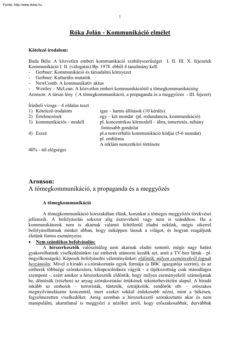 Róka Jolán - Kommunikáció elmélet
