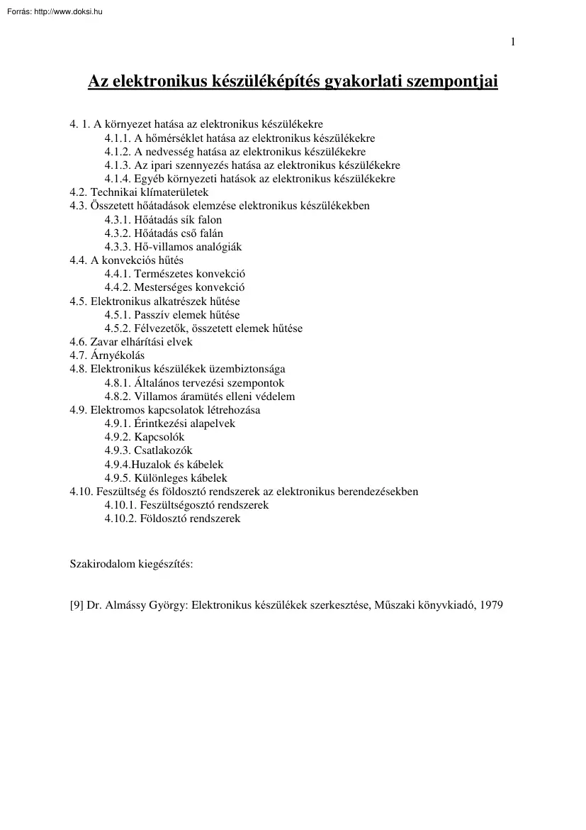 Az elektronikus készüléképítés gyakorlati szempontjai