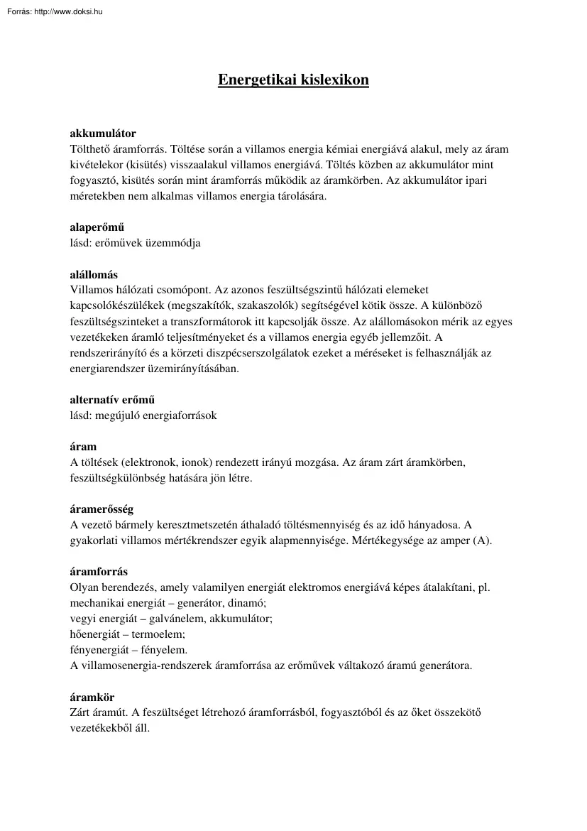 Energetikai kislexikon