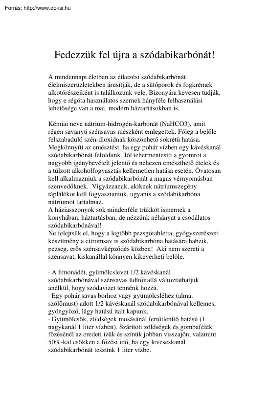 Fedezzük fel újra a szódabikarbónát