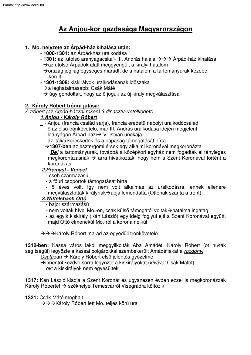 Az Anjou-kor gazdasága Magyarországon