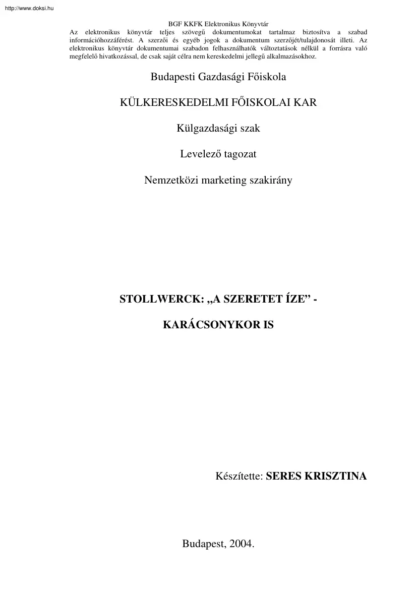 Seres Krisztina - Stollwerck, a szeretet íze karácsonykor is