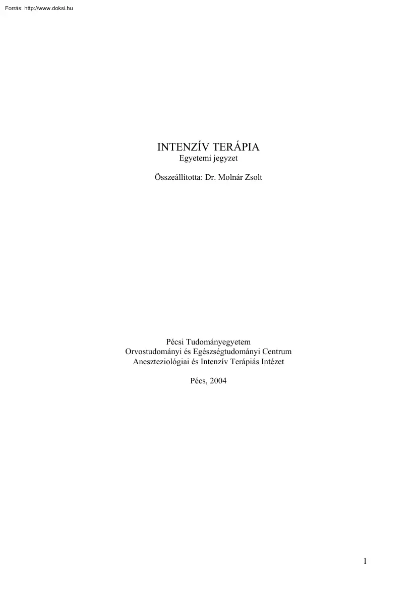 Dr. Molnár Zsolt - Intenzív terápia