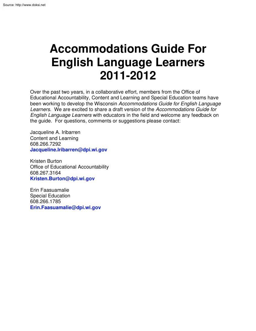 Accommodations Guide For English Language Learners