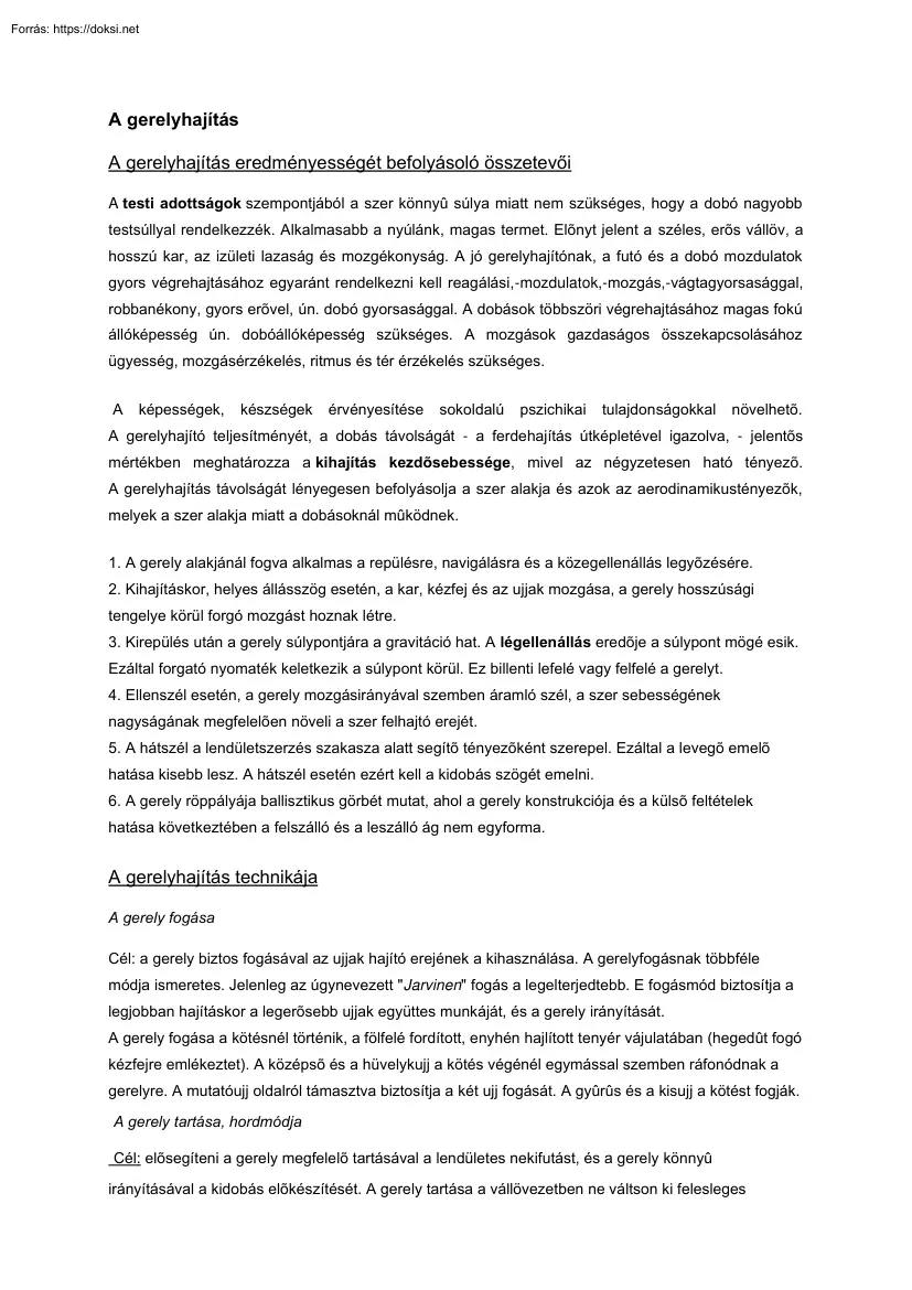 A gerelyhajítás