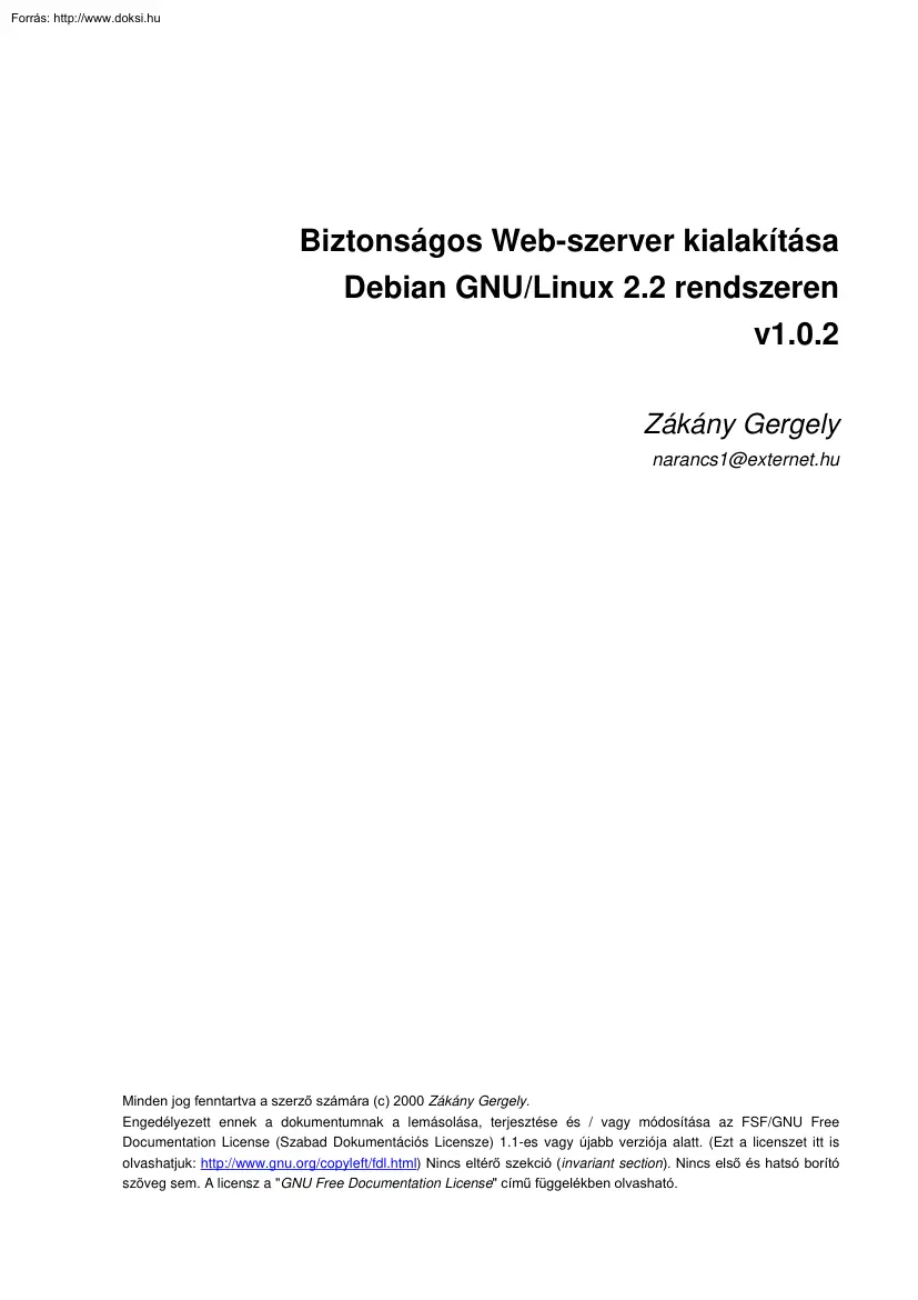 Zákány Gergely - Biztonságos Web-szerver kialakítása Debian rendszeren