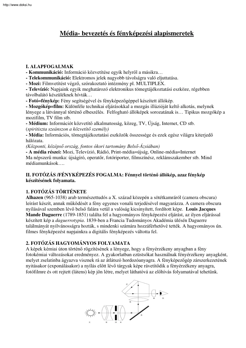 Média- és fényképezési alapismeretek