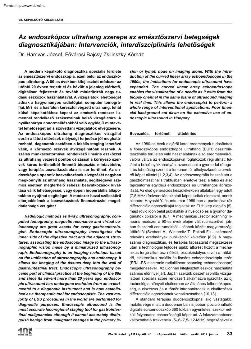Dr. Hamvas József - Az endoszkópos ultrahang szerepe az emésztőszervi betegségek