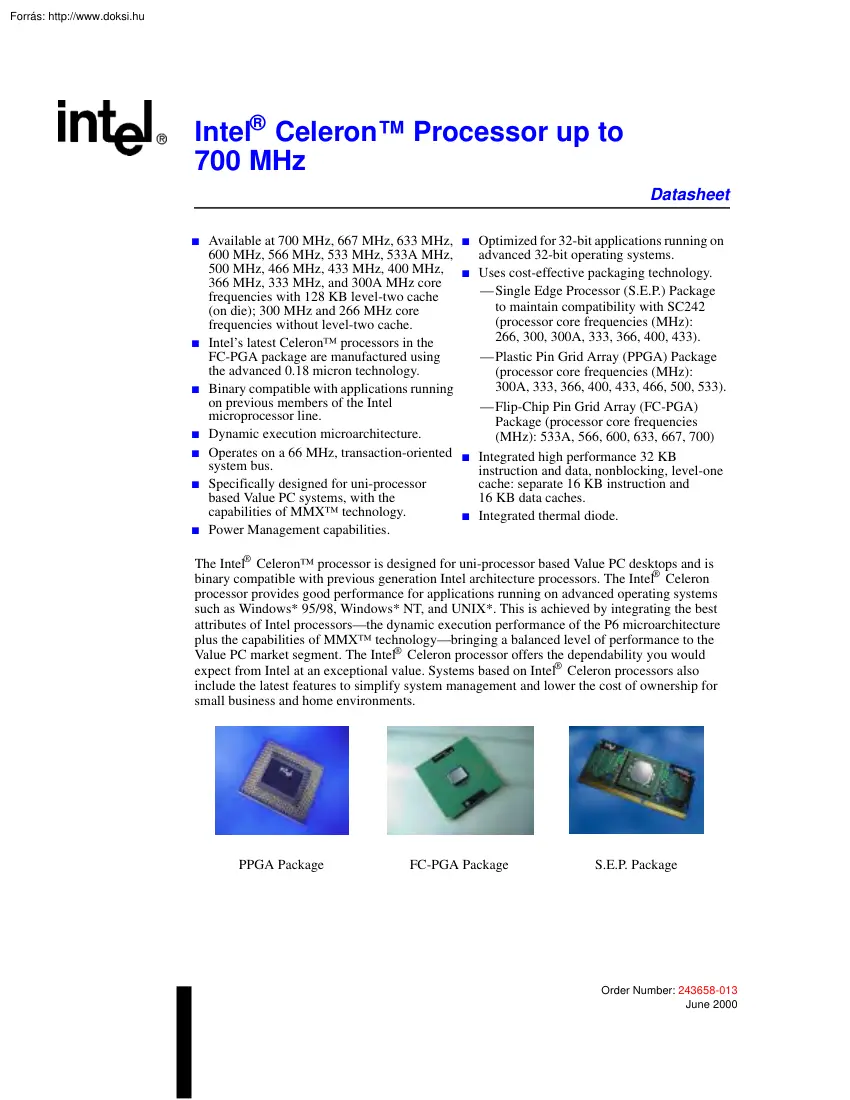 Intel Celeron processor datasheet