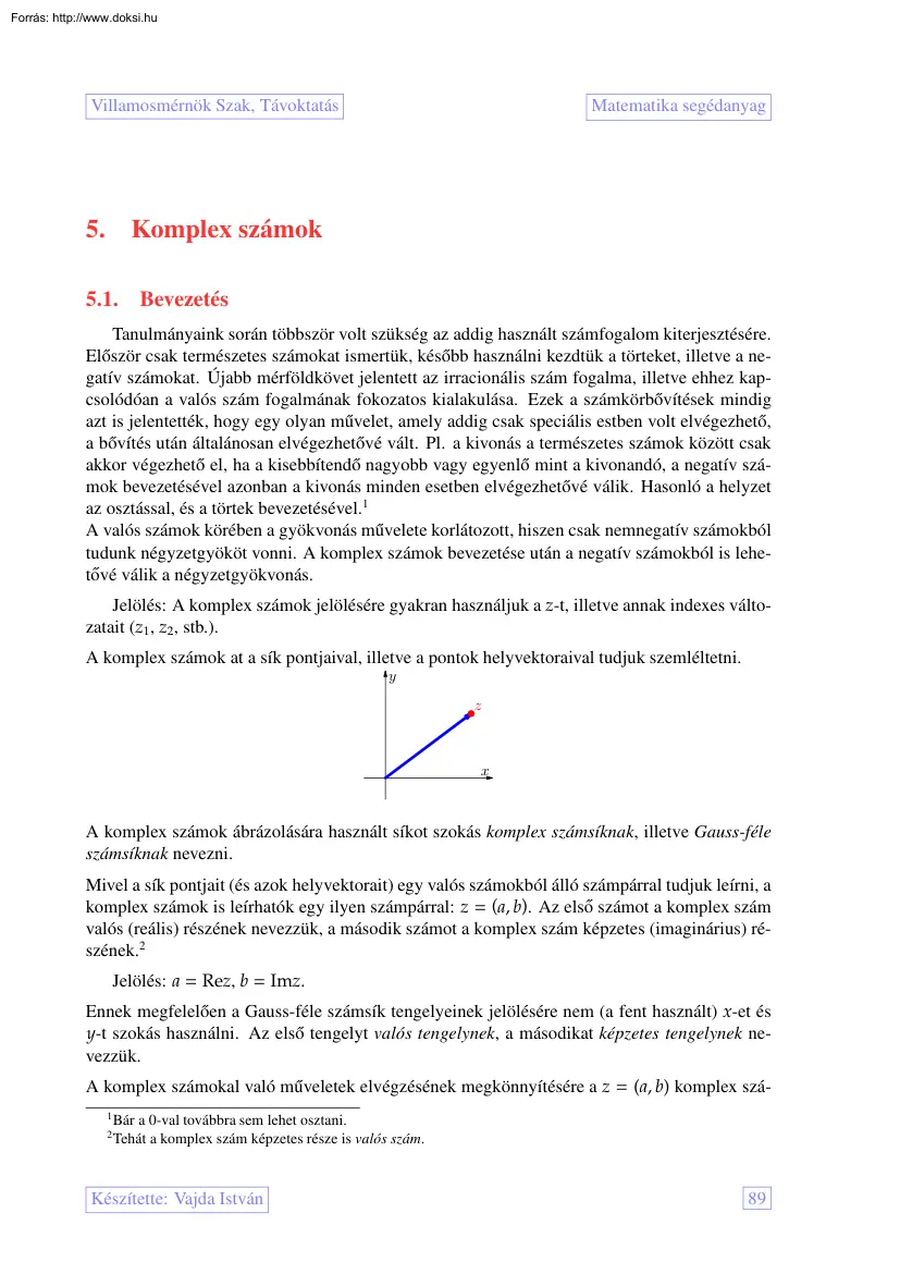 Vajda István - Komplex számok
