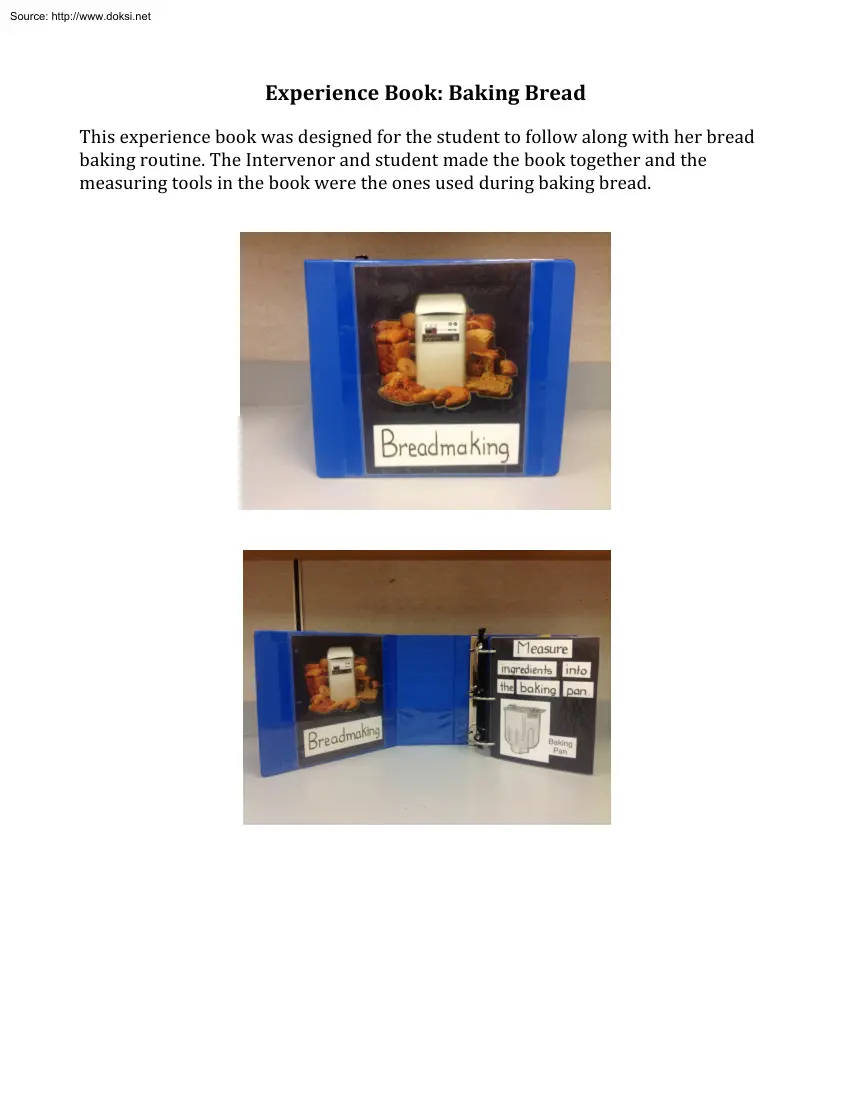 Experience Book, Baking Bread