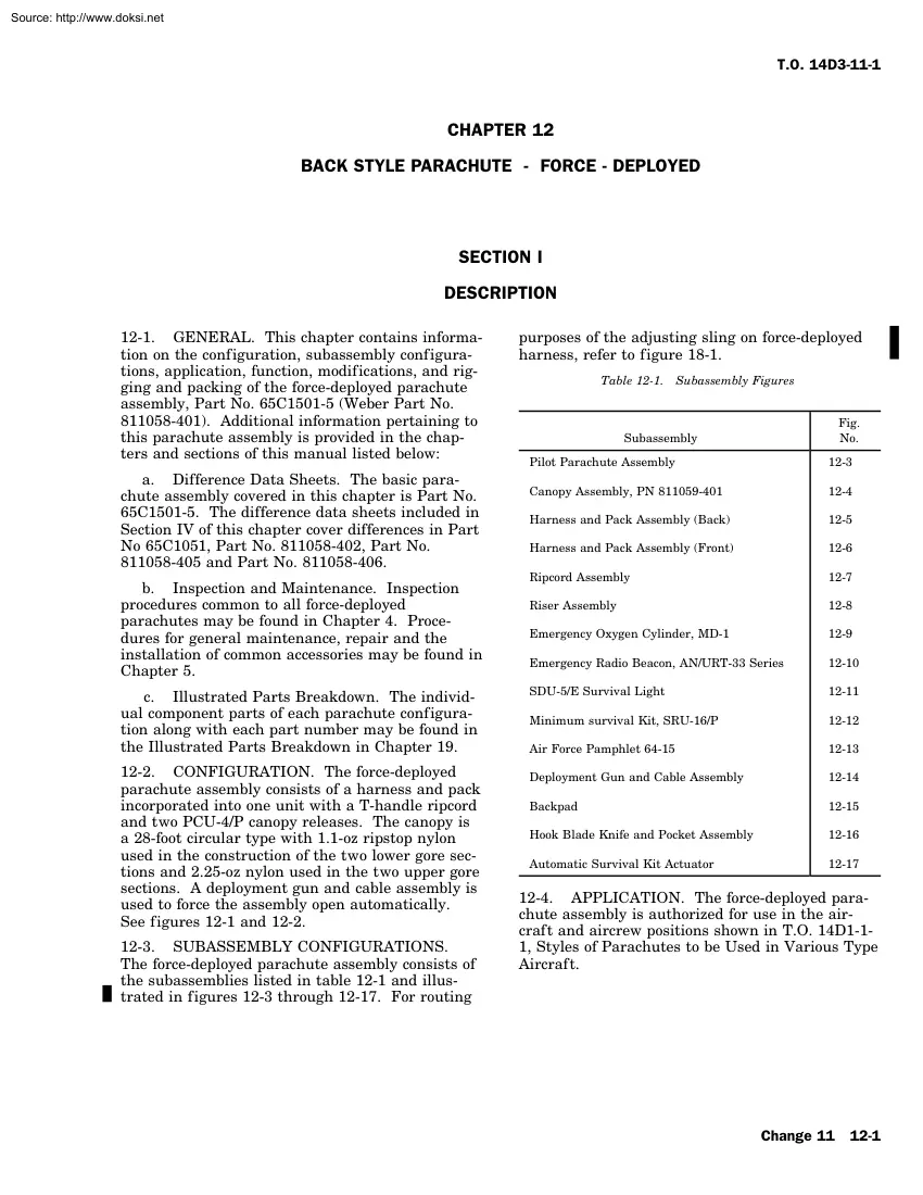 Back Style Parachute, Force, Deployed