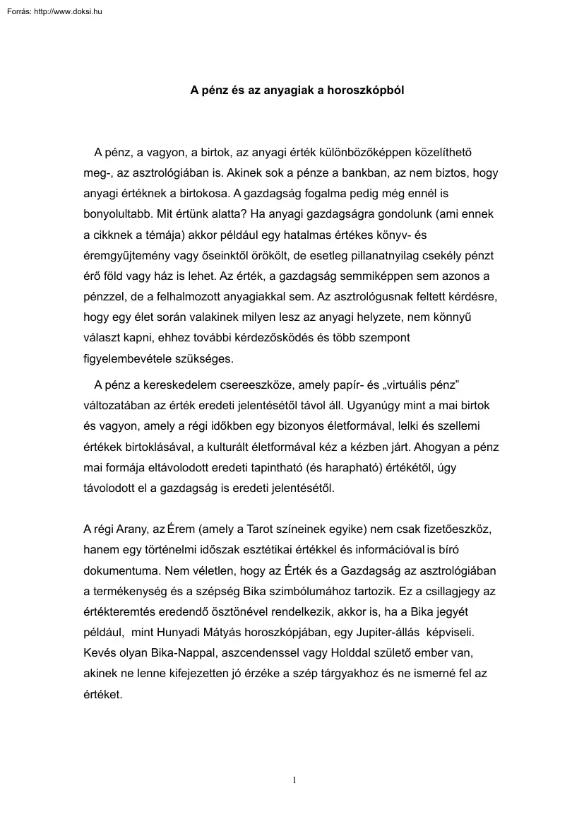Novák Tamás - A pénz és az anyagiak a horoszkópból