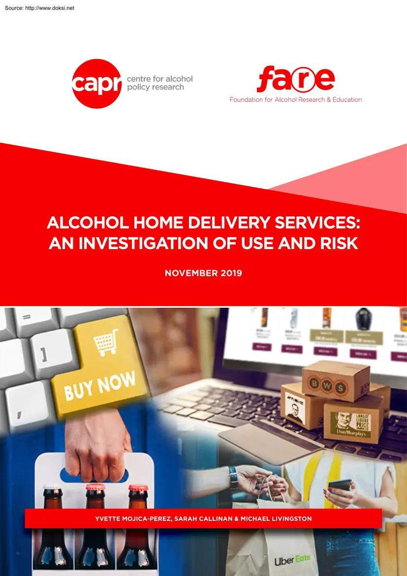 Alcohol Home Delivery Services, An Investigation of Use and Risk