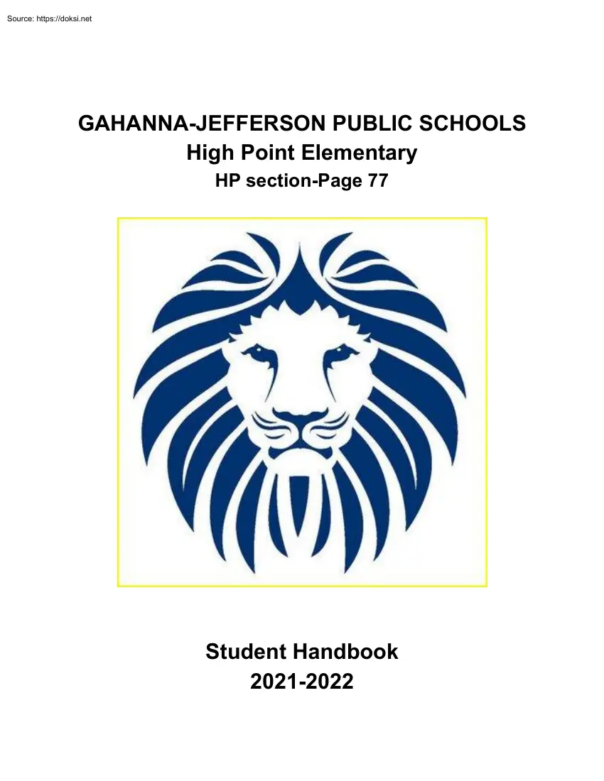 Gahanna Jefferson Public Schools, Student Handbook