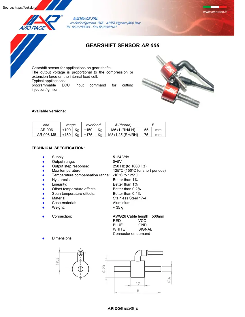 Gearshift Sensor AR 006
