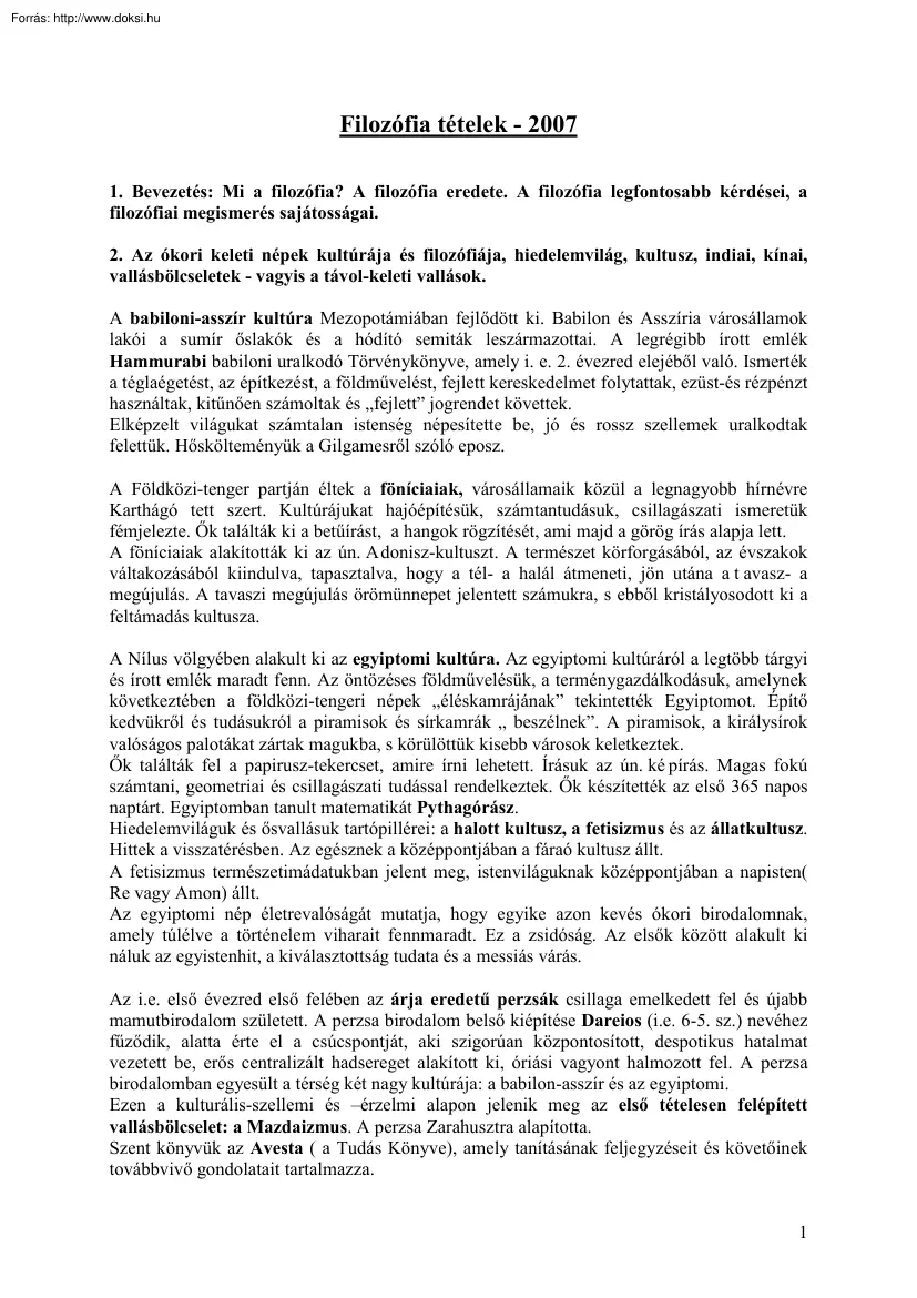 Filozófia tételek, 2007