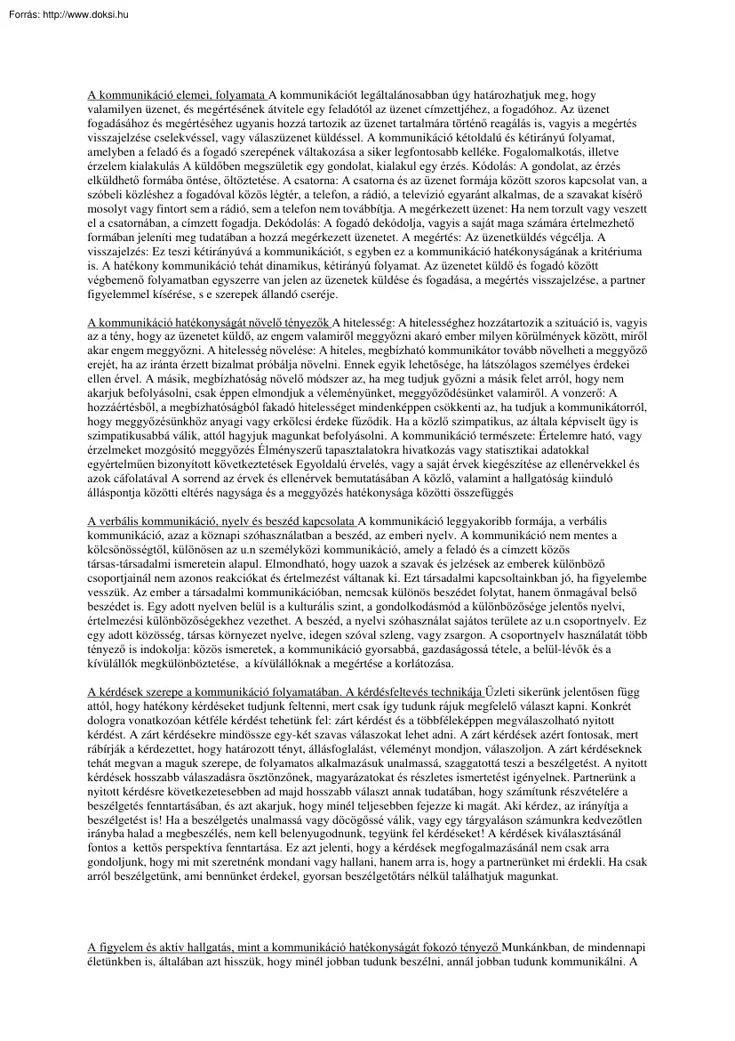 Üzleti kommunikáció tételek, 2002