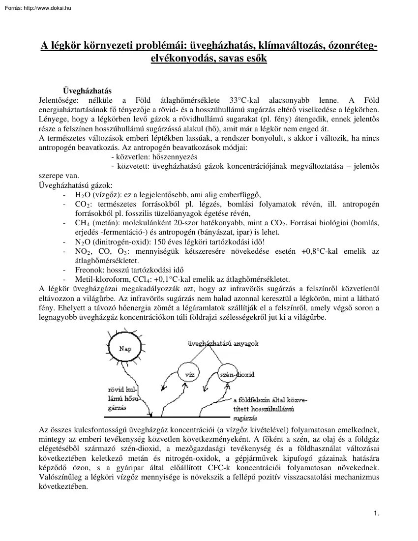 A légkör környezeti problémái