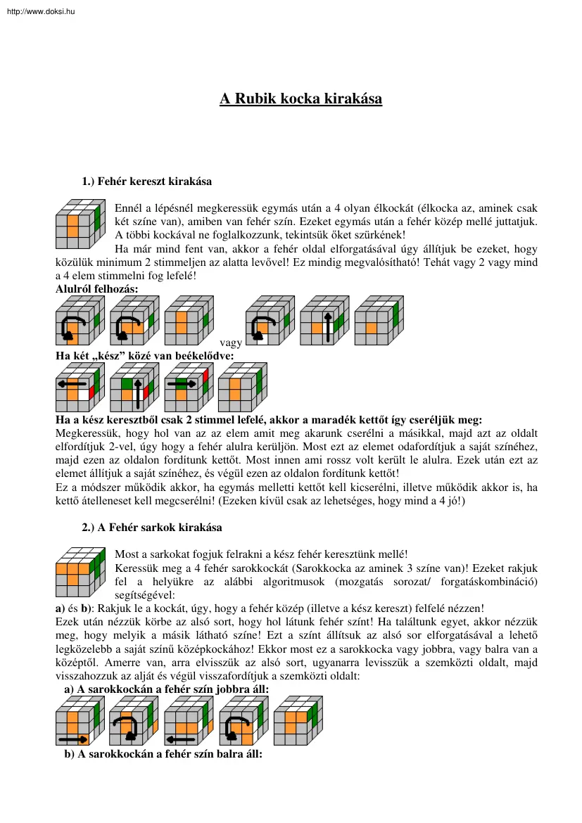 A Rubik kocka kirakása
