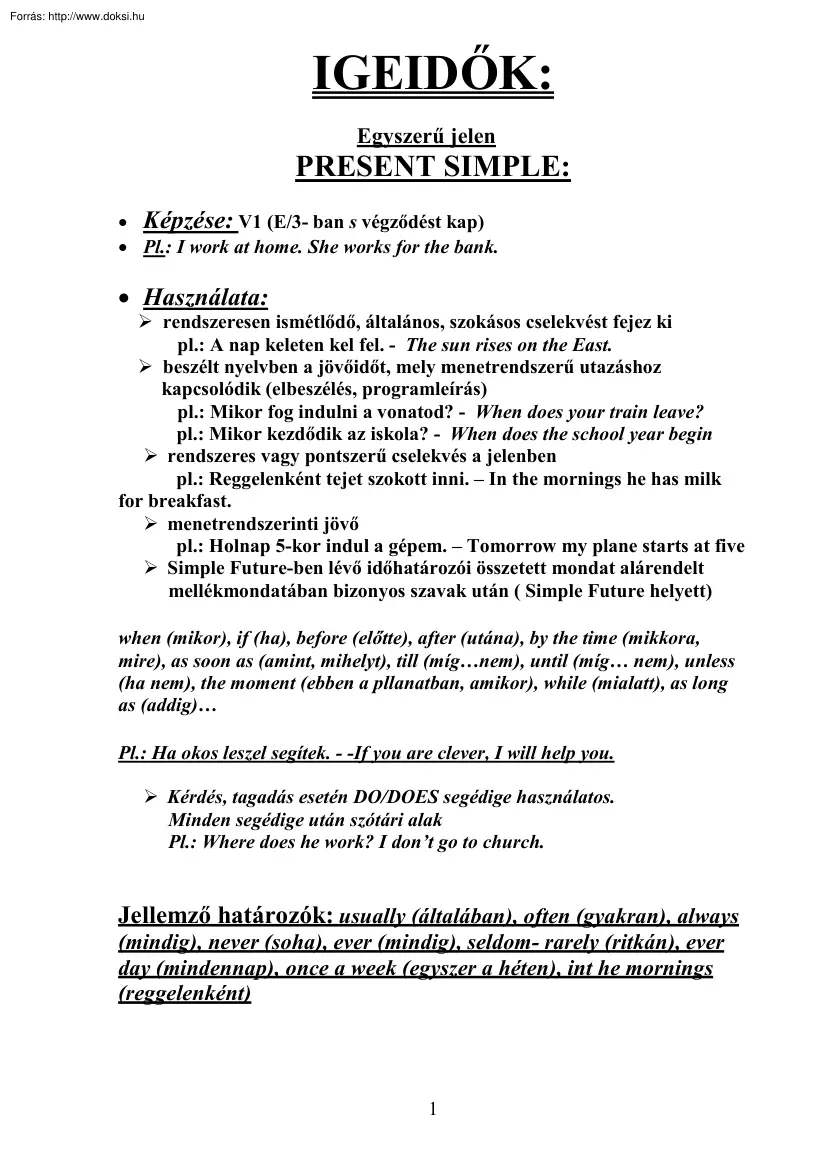 Igeidők az angolban