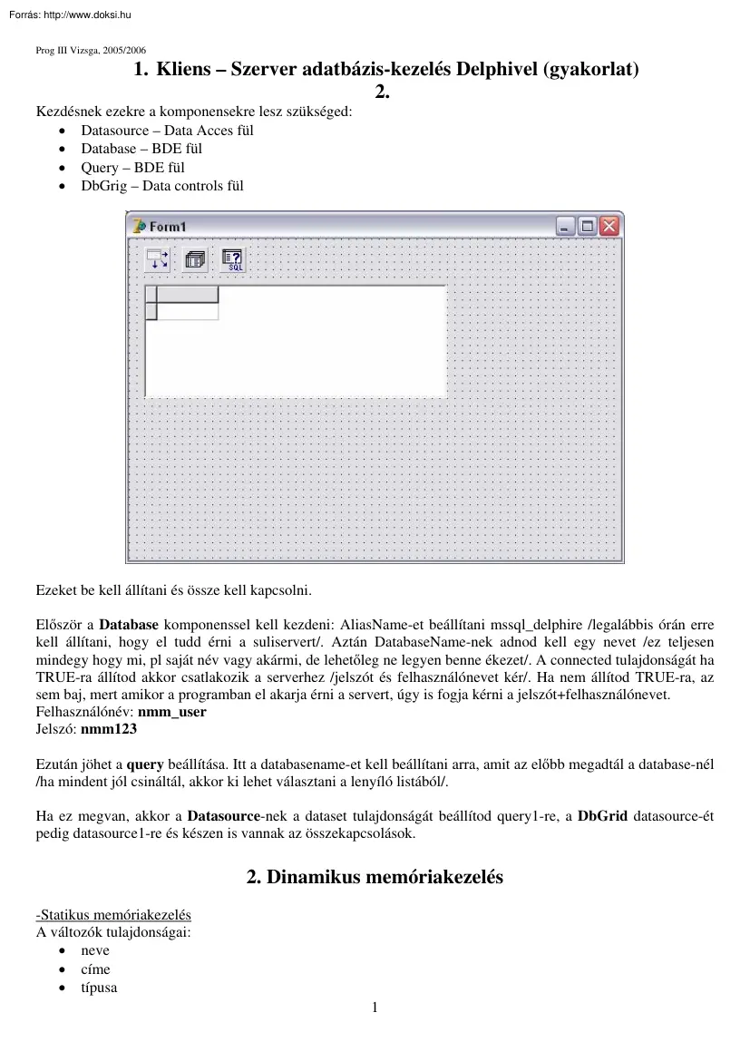 Delphi programozás tételek