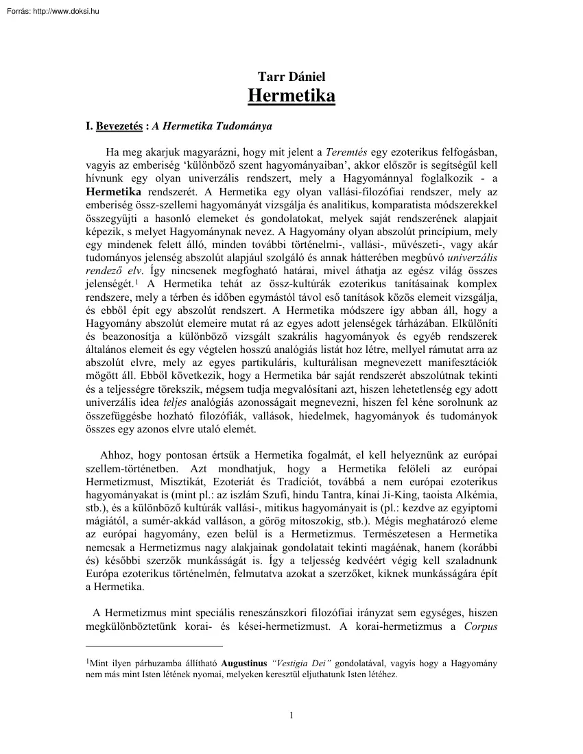 Tarr Dániel - Hermetika