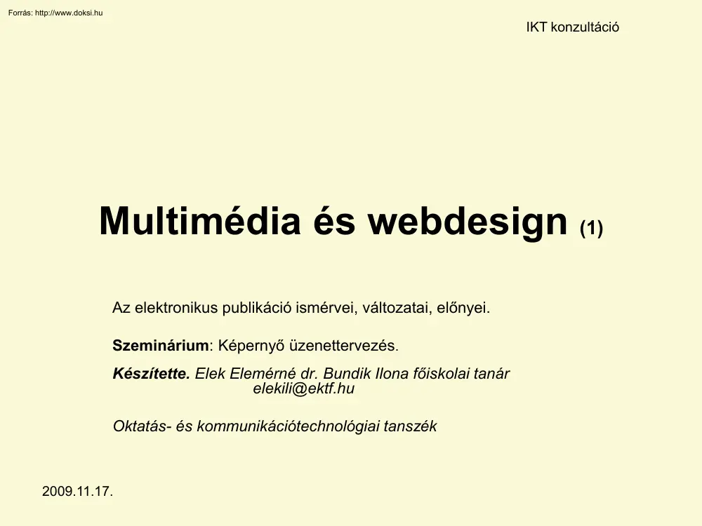 Elek-dr. Bundik Ilona - Multimédia és webdesign