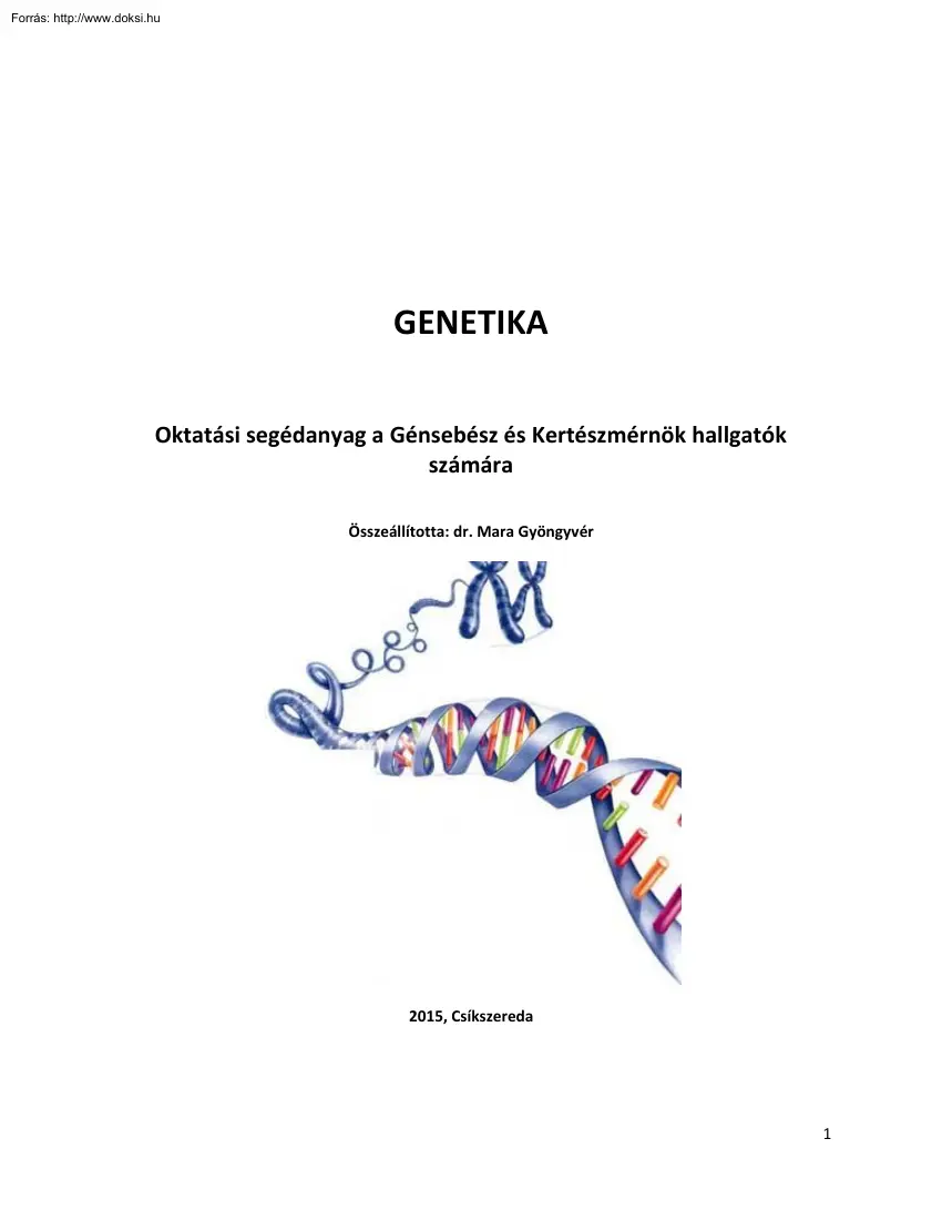 Dr. Mara Gyöngyvér - Genetika