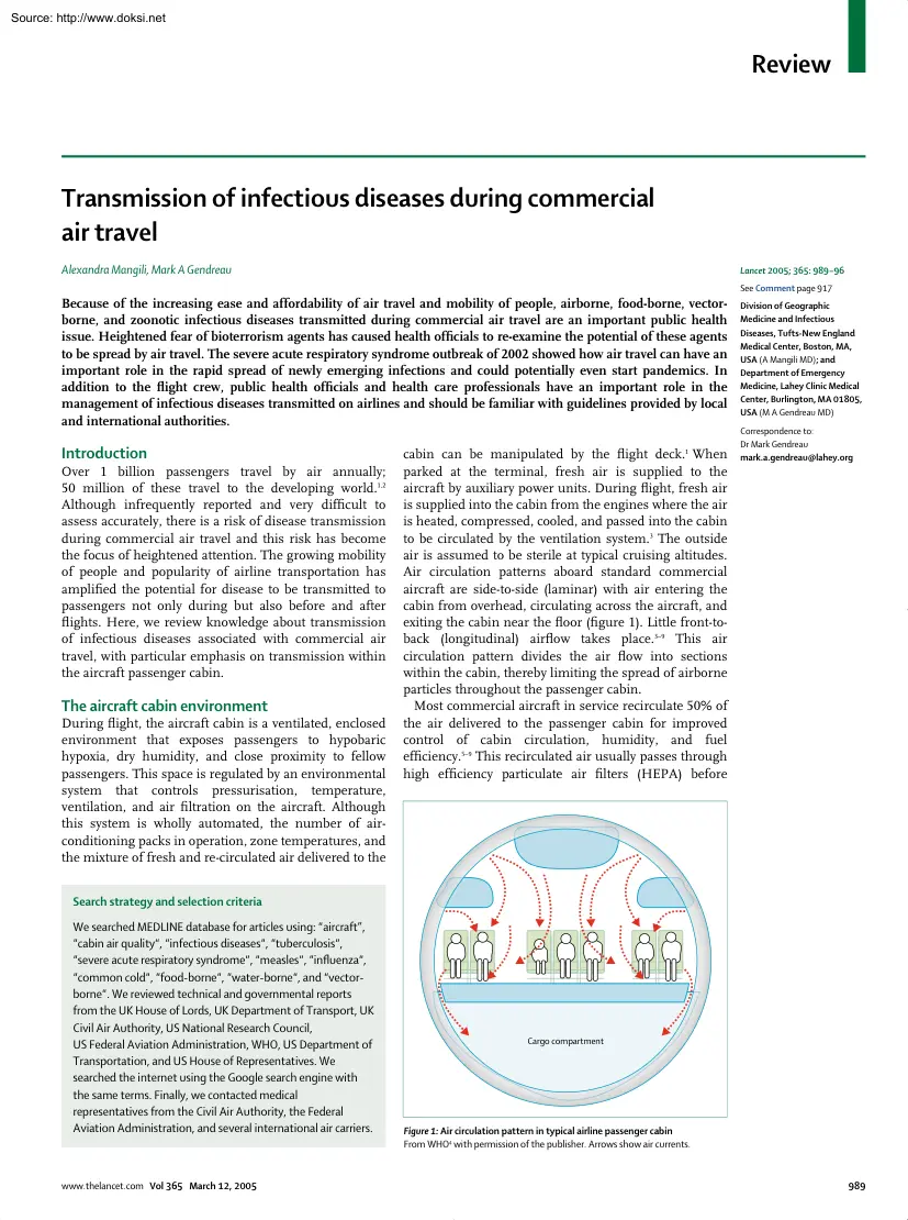 Mangili-Gendreau - Transmission of Infectious Diseases During Commercial Air Travel