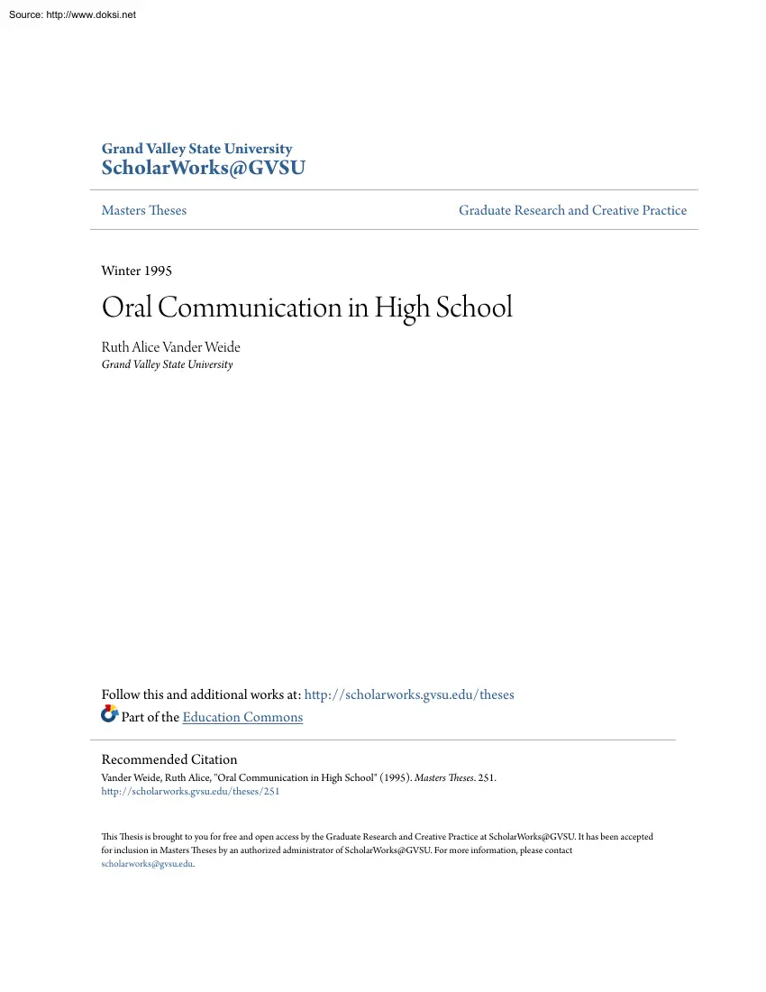 Ruth Alice - Oral Communication in High School