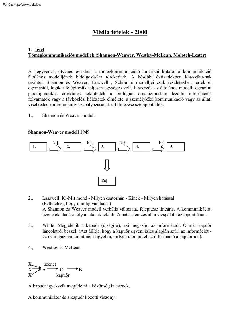 Média tételek, 2000