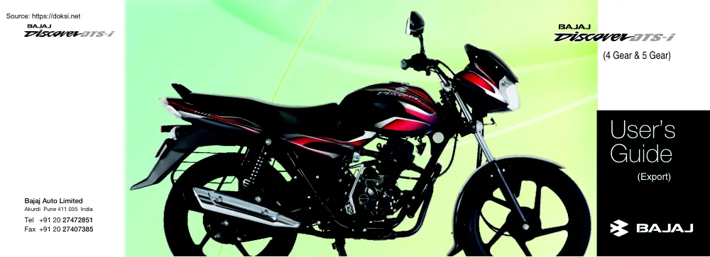Bajaj Discover DTS-i, Users Guide