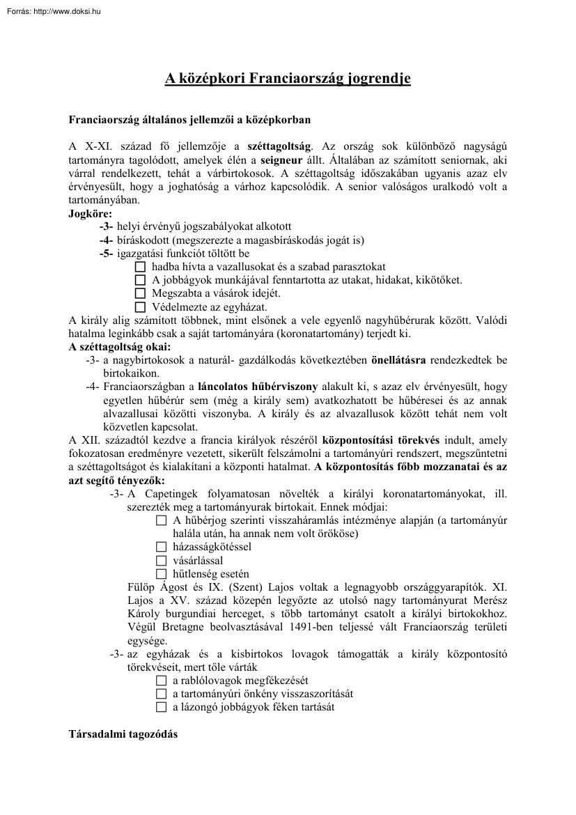 A középkori Franciaország jogrendje