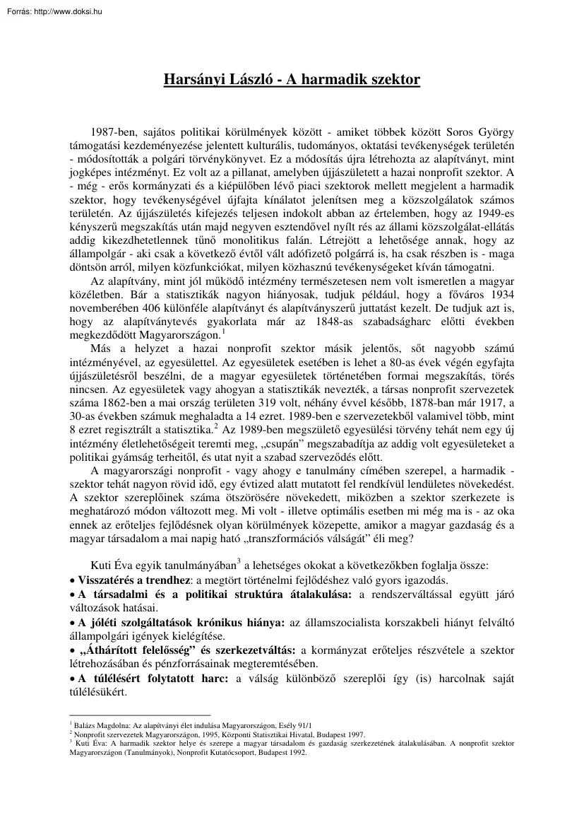 Harsányi László - A harmadik szektor