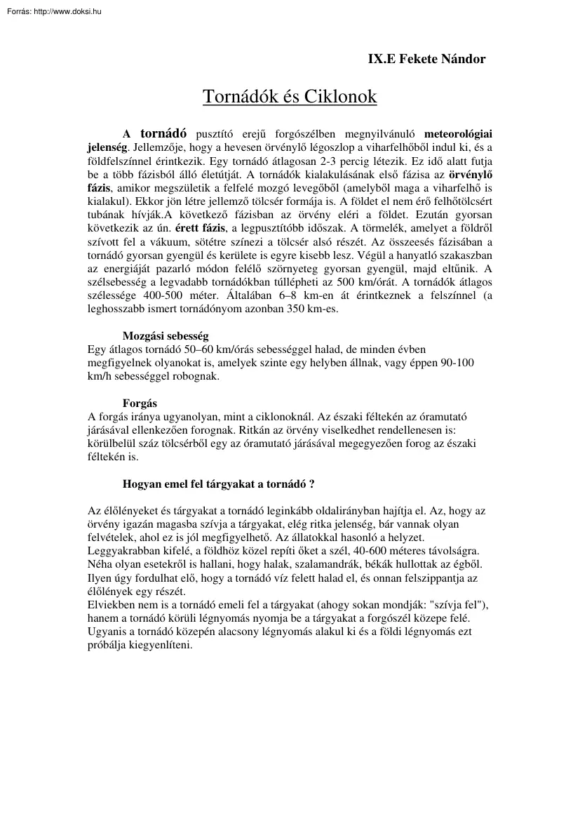 Fekete Nándor - Tornádók és ciklonok