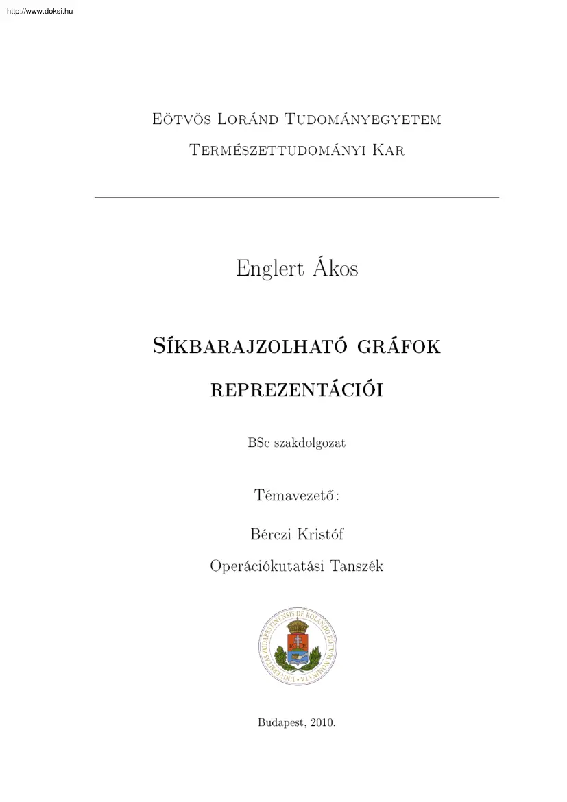 Englert Ákos - Síkba rajzolható gráfok reprezentációi
