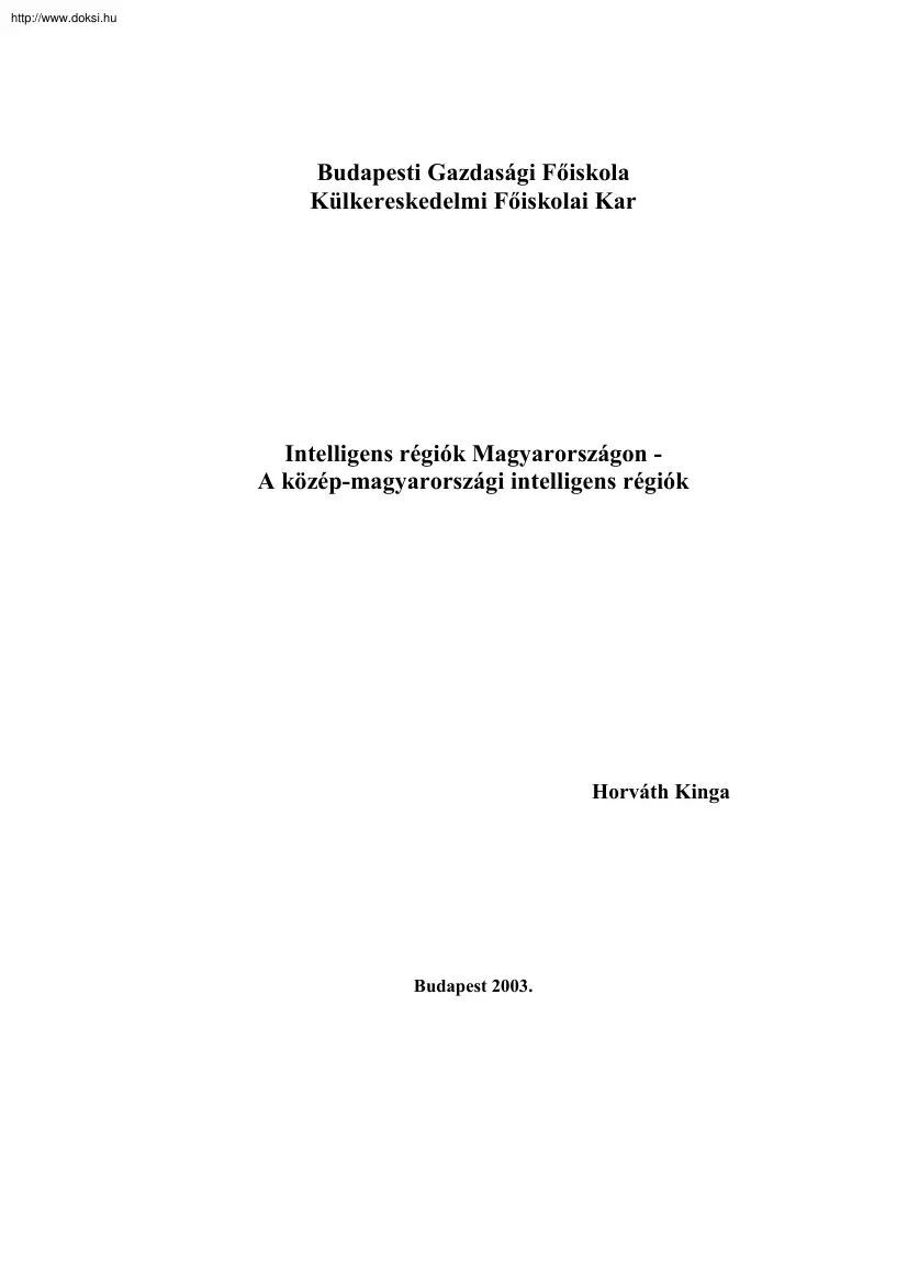 Horváth Kinga - Intelligens régiók Magyarországon