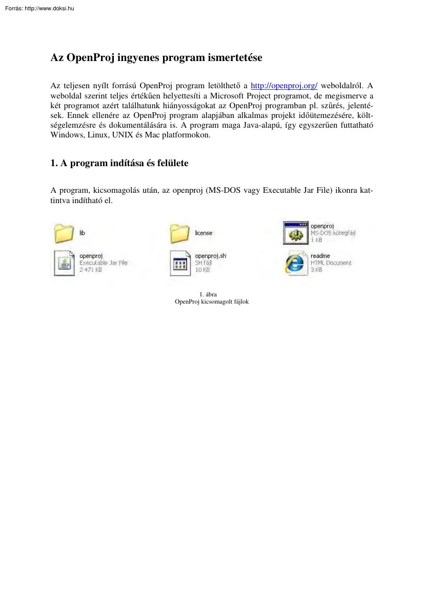 Az OpenProj ingyenes program ismertetése