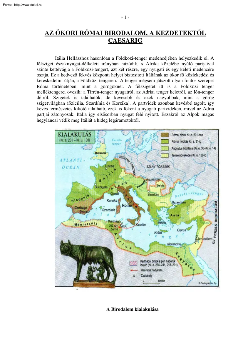 Az ókori Római birodalom, a kezdetektől Ceasarig