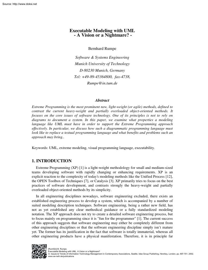 Bernhard Rumpe - Executable Modeling with UML, A Vision or a Nightmare
