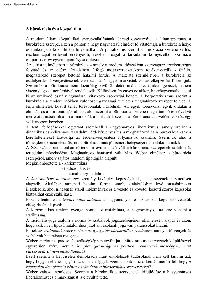 A bürokrácia és a közpolitika