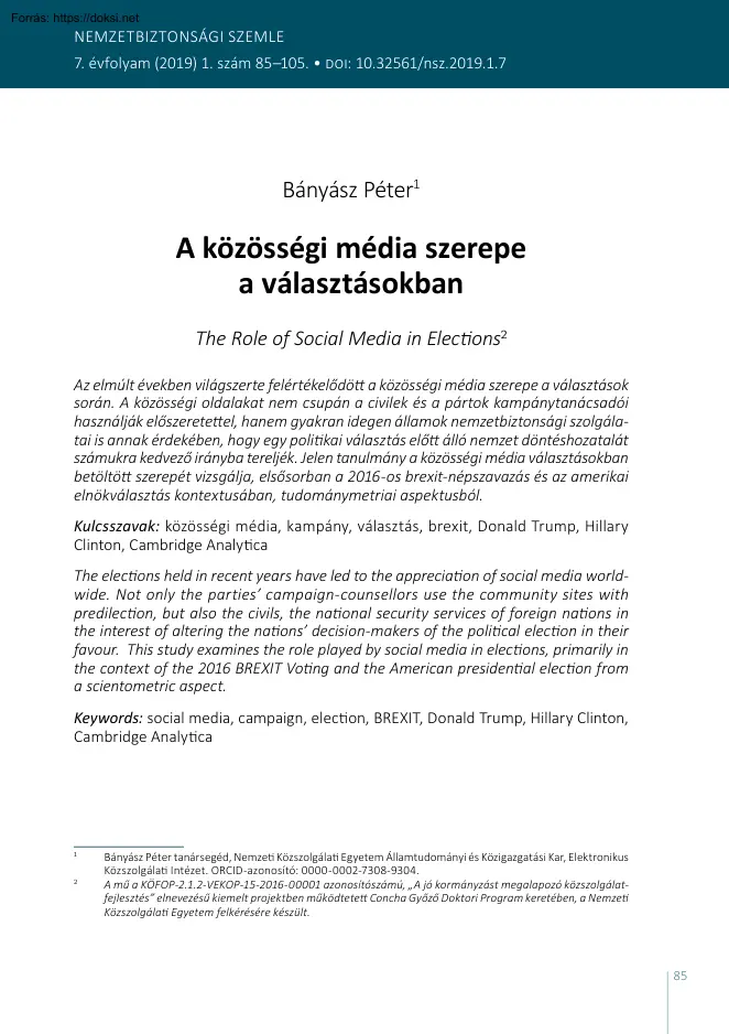 Bányász Péter - A közösségi média szerepe a választásokban