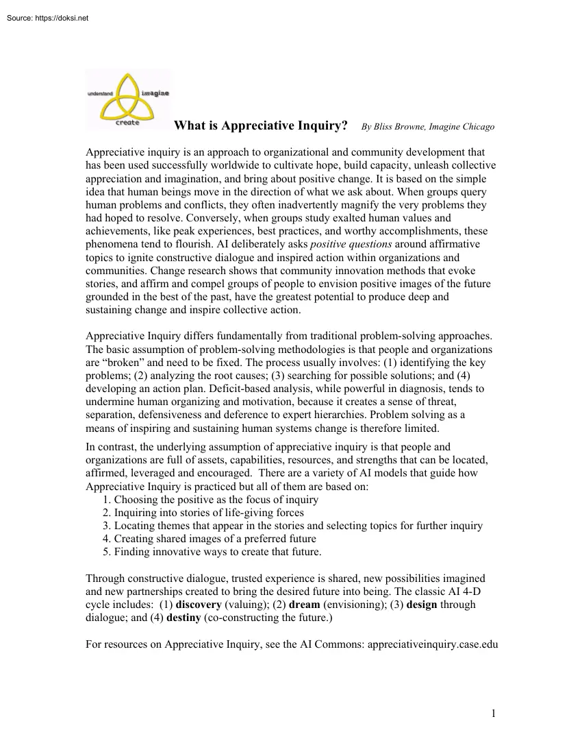 Bliss Browne - What is Appreciative Inquiry